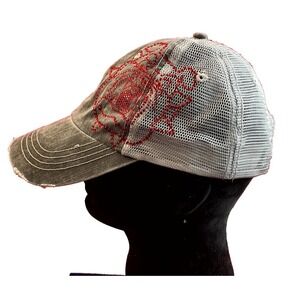 Fresno State Bulldogs Distressed Rhinestone Trucker Hat Womens Adjustable Gray
